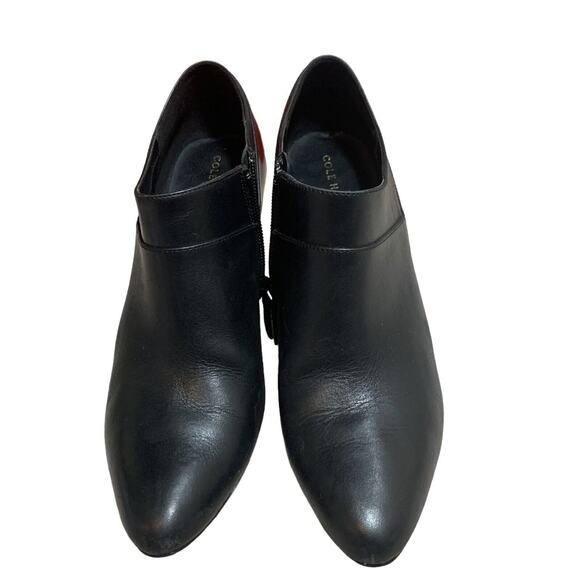 Cole Haan Women's Ankle Bootie Black Leather Booties Size 38 7.5 Pumps Heels - Picture 2 of 10